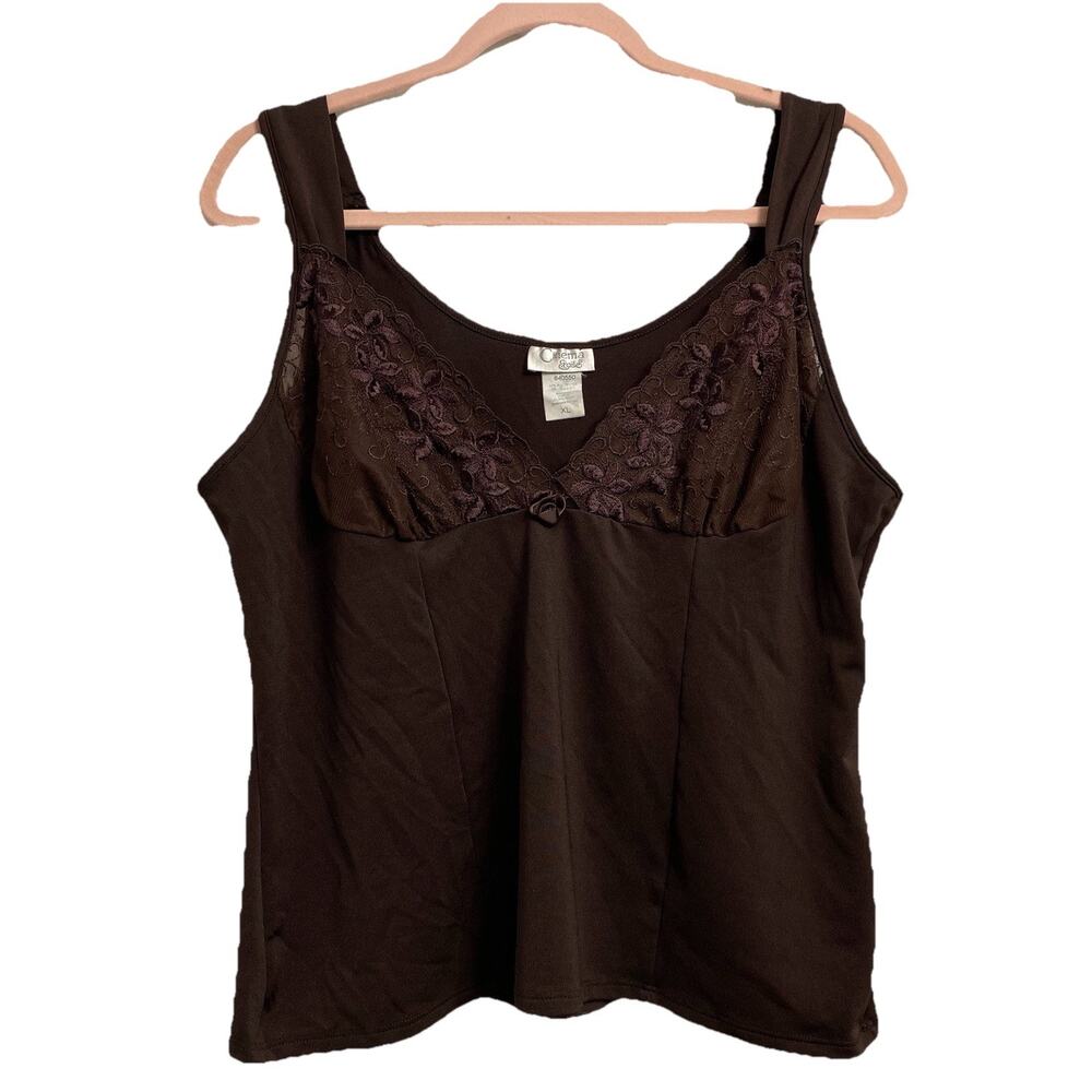 Vintage Y2K Sexy Brown Cinema & Etoile Dark Chocolate Camisole Lace Top Size XL